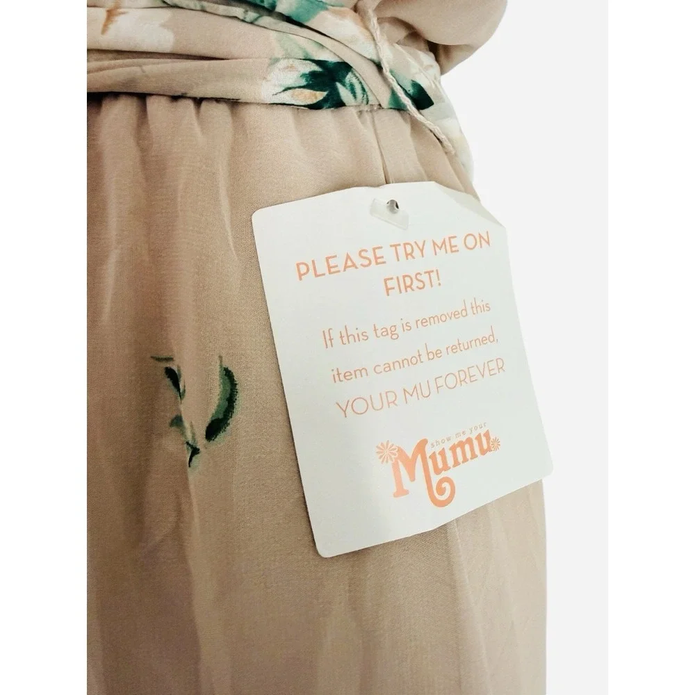Show Me Your MuMu Maxi Dress M AUDREY Blush Floral‎ Ruffle Wrap Front Chiffon